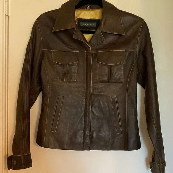 Whet‎ Blu Brown Leather Jacket EUC